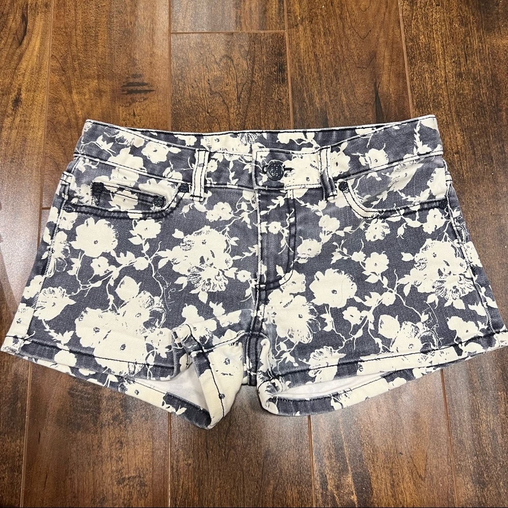 TORY BURCH Navy & White Floral Alexa Denim Shorts